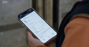 Livestock management app on phone showing cow weight. 