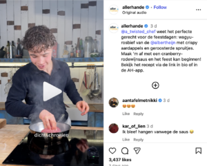 A young man cooks a beef joint in a pan.