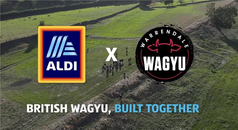 Field of cows with Aldi and Warrendale Wagyu lodo